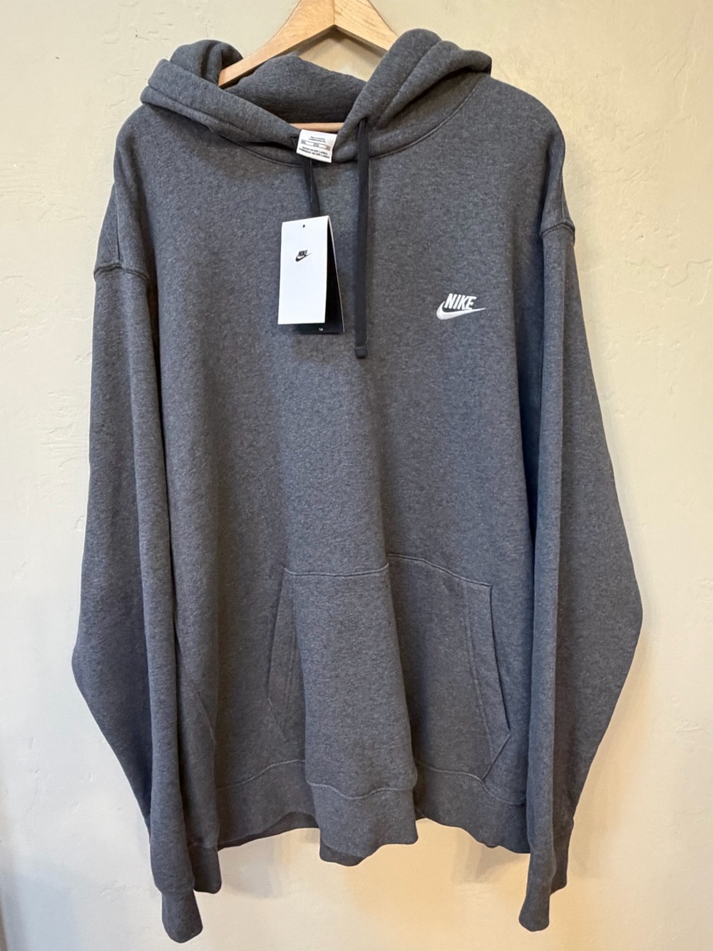Nike Pullover Hoodie Mens 3XL Tall Gray Sportswear Club Sweatshirt BV2654-071